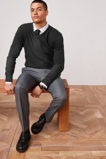 Buy Black V Neck Regular Soft Touch Knit Jumper from Next Luxembourg