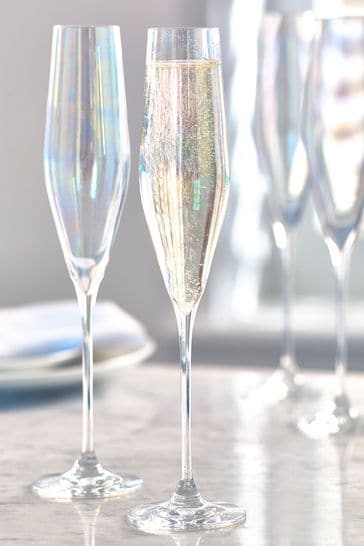 Lustre Iridescent Champagne Flutes Glasses Set of 4-In An Elegant