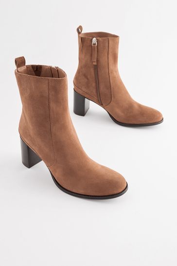 Lisel Suedette Block Heeled Ankle Boots In Camel | Larena Fashion | SilkFred