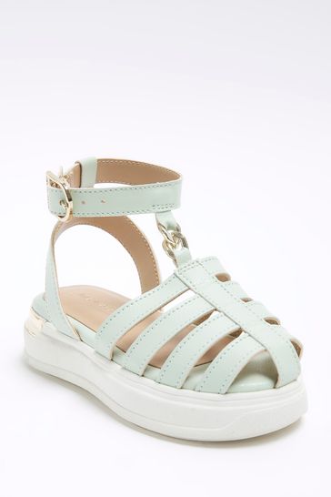 Buy River Island Green Girls Caged Chain Silk Sandals from Next Denmark