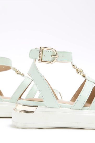 River Island Green Girls Caged Chain Silk Sandals