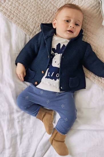 Navy Blue Baby Hooded Baby Cardigan (0mths-3yrs)