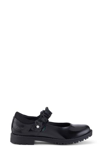 Kickers Junior Girls Lachly Butterfly MJ Patent Black Leather Shoes