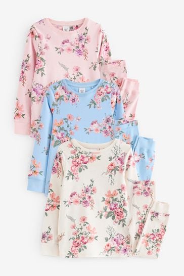 Neutral Floral Pyjamas 3 Pack (9mths-16yrs)