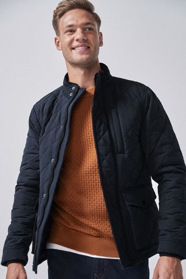 quilted funnel neck jacket
