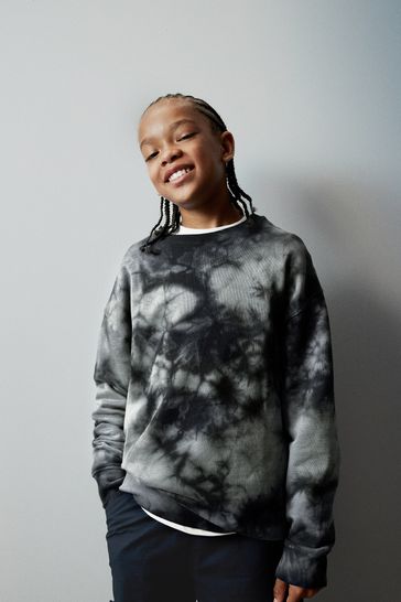 Grey and white tie dye sweatshirt sale