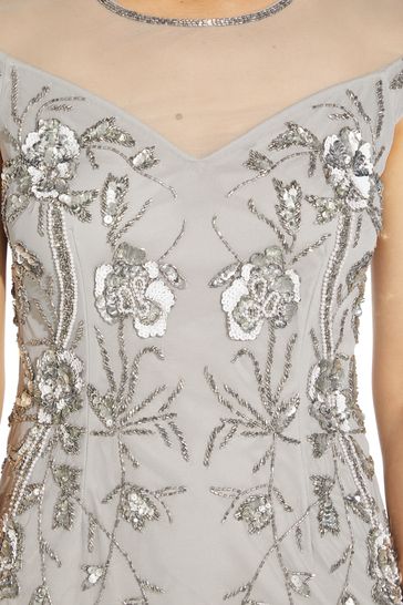 Adrianna papell blue online heather beaded gown