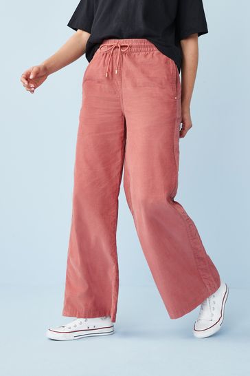Pink wide leg corduroy trousers sale