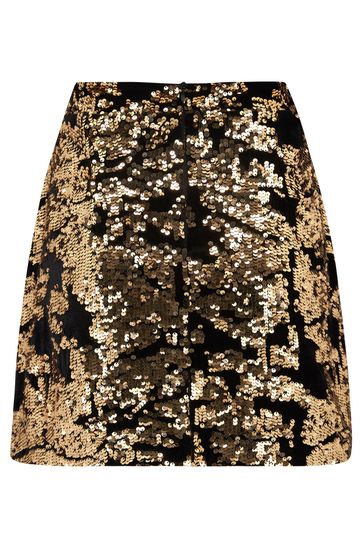 Warehouse black velvet sequin skirt hotsell