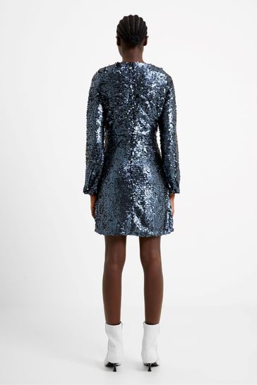 French connection online blue sequin dress