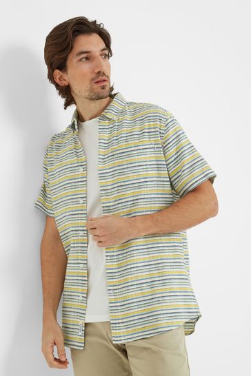 Tog 24 Mens Blue Harold Short Sleeve Stripe Shirt
