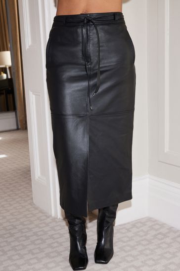 Next black leather skirt cheap