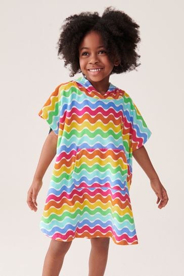 Little Bird by Jools Oliver Multi Pastel Rainbow Towelling Poncho