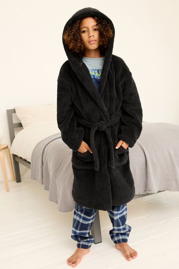 Girls black dressing gown top