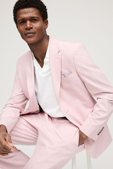 Pink Slim Fit Motionflex Stretch Suit: Jacket