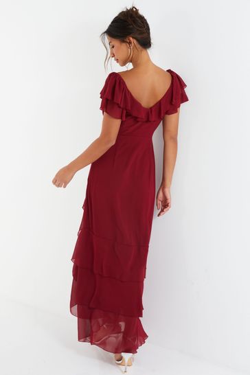 Buy Quiz Red Chiffon Frill Maxi Dress from Next Singapore