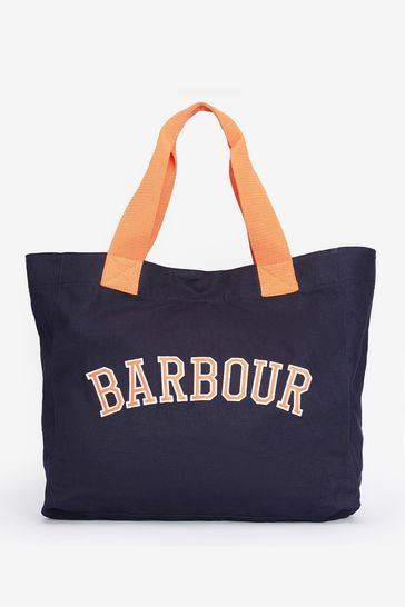 Barbour Navy Blue Varsity Logo Tote Bag