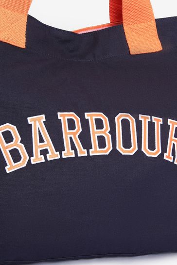 Barbour Navy Blue Varsity Logo Tote Bag