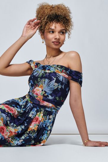 Mesh shoulder dress clearance