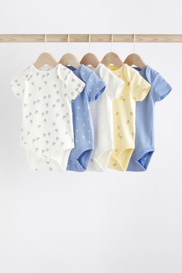 Blue Baby Short Sleeve Bodysuits 5 Pack