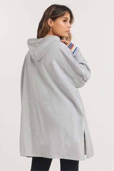 Simply Be Oversized Grey Retro Love Hooded Sweatshirt