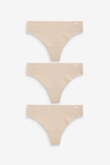 Under Armour Blush Pink No Show Pure Stretch Thongs 3 Pack