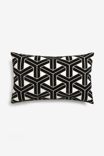 Black white sale geometric cushion