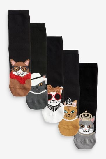 Glam Cats Ankle Socks 5 Pack