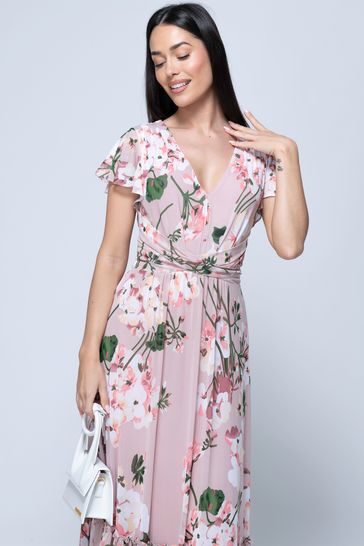 Mesh floral maxi on sale dress