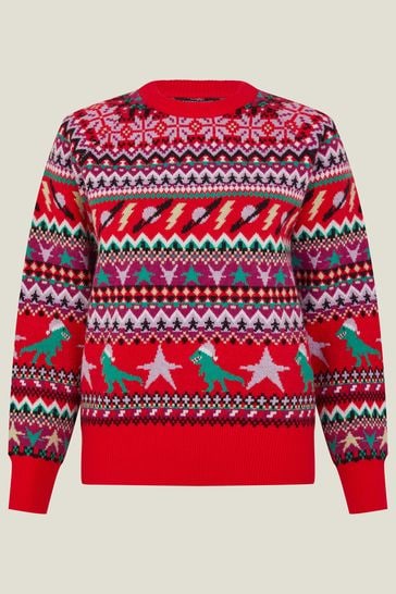 Buy Accessorize Red Christmas Dinosaur Knit Jumper from Next Bahrain