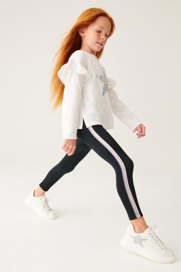 Leggings with glitter stripe outlet