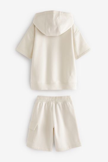 Buy Ecru White Short Sleeve Hoodie and Shorts Set 3 16yrs from Next Turkey
