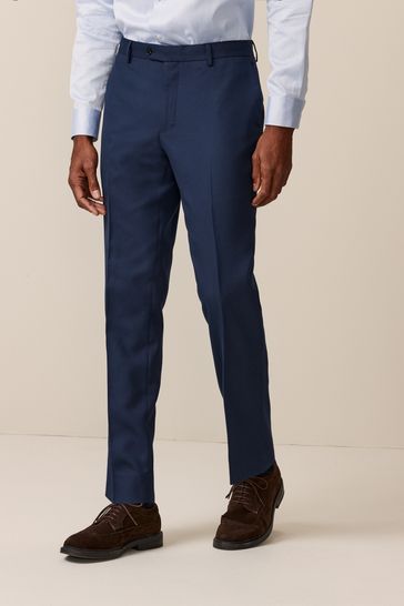 Bright Blue Slim Fit Textured Suit: Trousers
