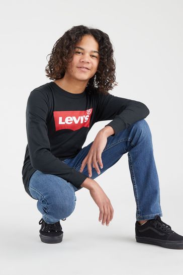Buy Levi s Black Kids 100 Cotton Long Sleeve Batwing T Shirt from Next Luxembourg