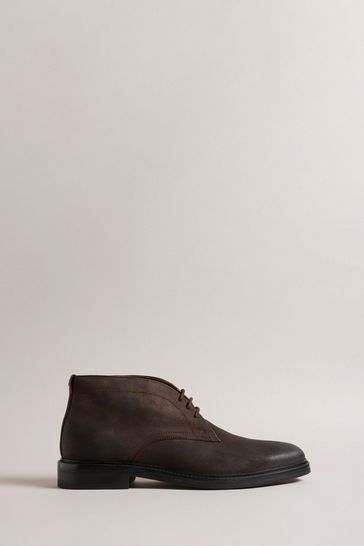 Ted Baker Brown Polished Suede Anddrew Chukka Boots