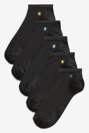 Star Motif Trainer Socks Five Pack