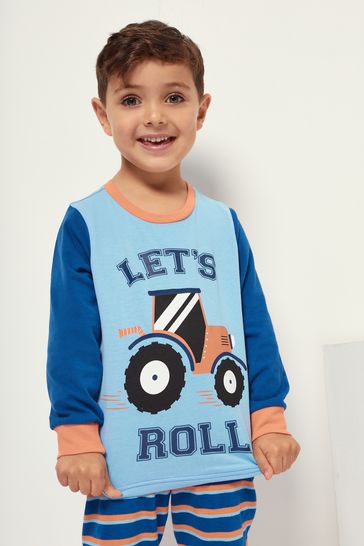 Harry Bear Blue Tractor Long Sleeved Pyjama Set