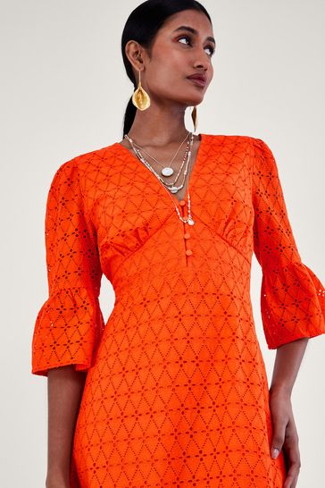 Monsoon Orange Broderie Dress