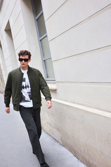 Buy Khaki Green Quilted MA1 Bomber Jacket from Next Bahrain