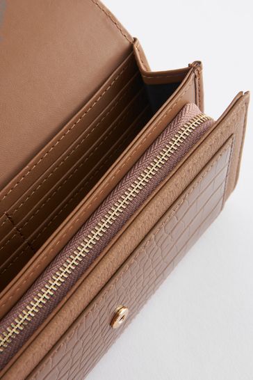 Tan Brown Croc Effect Purse