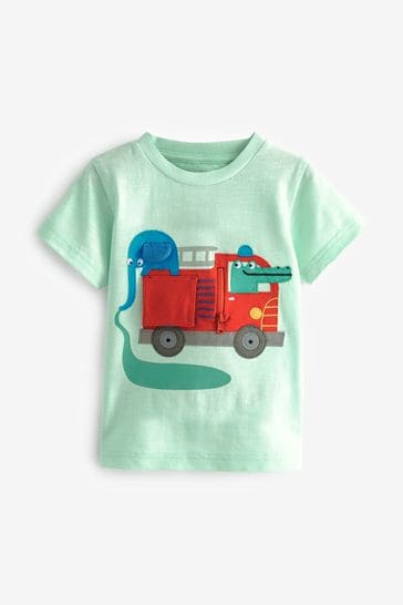 Mint Green Fire Engine Short Sleeve Interactive Character T-Shirt (3mths-7yrs)