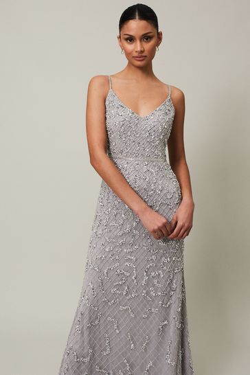 Silver sequin maxi dress uk online