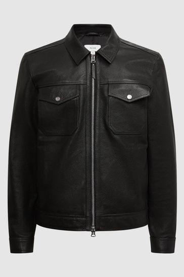 Reiss leather coat top
