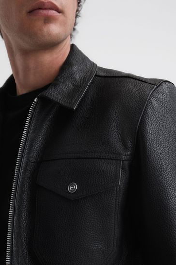Reiss leather jacket sale sales