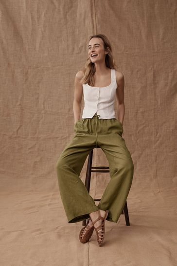 Relaxed sales linen trousers