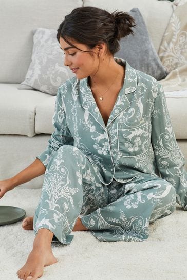 Green Button Through Pyjama Set