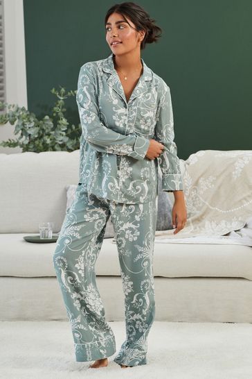 Laura Ashley Green Button Through Pyjama Set