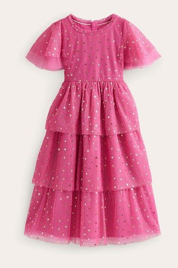 Boden Pink Foil Star Tulle Dress