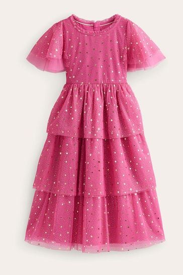 Buy Boden Pink Foil Star Tulle Dress from Next Luxembourg