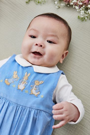 Buy JoJo Maman B b Blue Boys Peter Rabbit Embroidered Dungarees